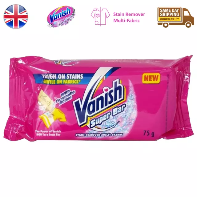 Vanish Stain Remover Soap Bar Multi Fabric Tough Stubborn Laundry Washing 75g