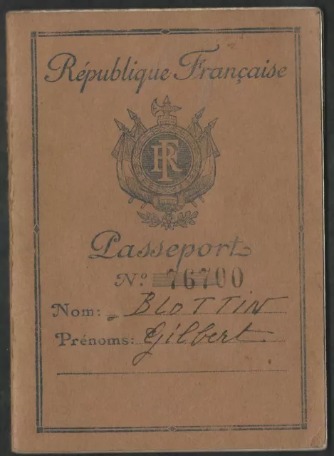 Passeport Restaurateur Delivré A Paris En 1951