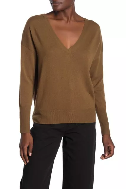 NEW Nili Lotan Womens Small Cashmere Sweater Kylan Brown Long Sleeve Pullover