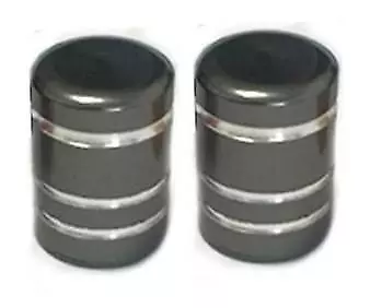 2x Metallic GREY Metal Steel Dust Valve Wheel Tyre Caps (DC3) Motorbike P