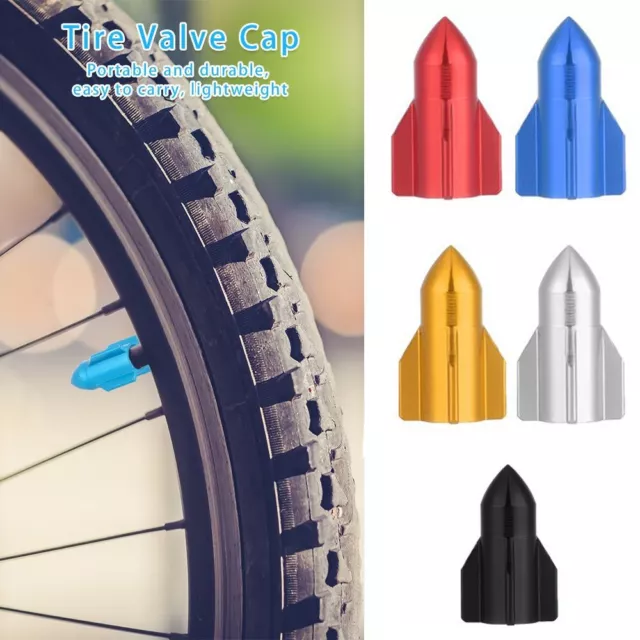 4pcs Dustproof Car Tire Valve Cap Rocket Shape Auto Wheel Cap Valve Stem Cap