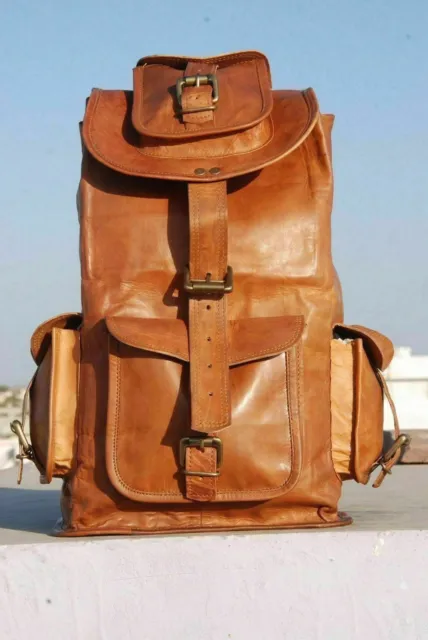 Large Genuine Leather Back Pack Rucksack Travel Bag For Men's and Women's gift