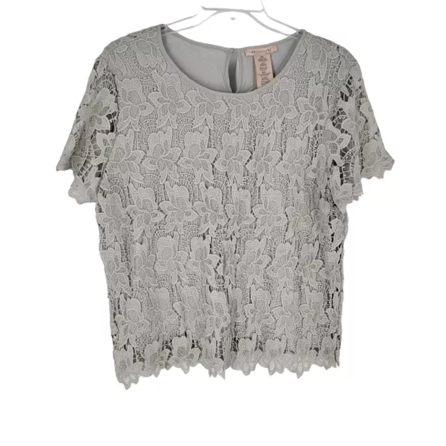 PHILOSOPHY Shirt Blouse Vapor Gray Lace Top Size XXL  NWT  2XL