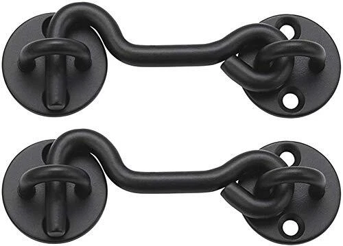 Raswik 2 Pack 4" Privacy Hook and Eye Latch for Sliding Barn Door Black