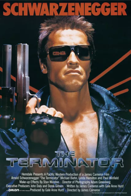 Terminator Key Art Credit Action Movie SciFi Gun Classic 1984 Retro Poster 12x18