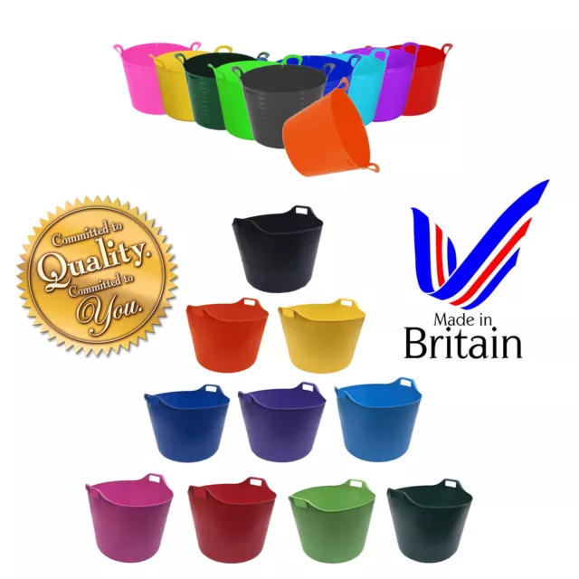 4 x Flexi Tub Flexible Storage Bucket 20L 40L 75L Garden Builder Laundry Trug UK