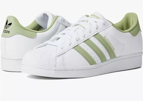 Size 5. adidas Originals Superstar, White/Magic Lime/White,