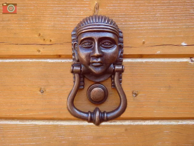 TUTANKHAMUN PHAROAH THEME, DOOR KNOCKER WITH STRIKER Cast Copper, Antique Style