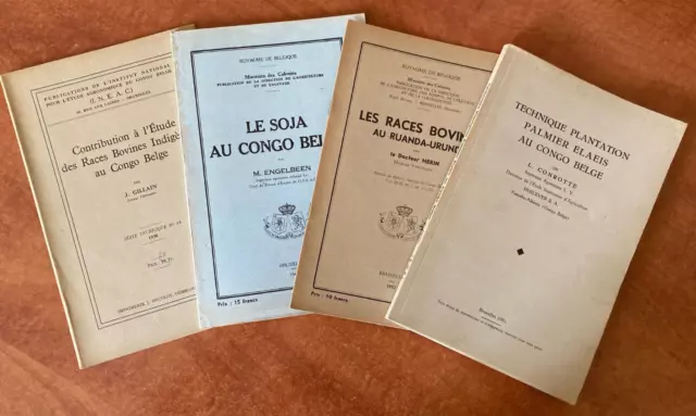 Lot De 4 Ouvrages Sur L'agriculture Et L'élevage Au Congo Belge-Années 30/50