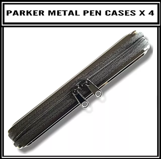 PARKER pen box x 4 empty  Presentation Metal gift box zipper locked 2