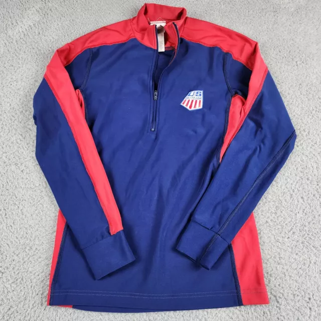 Vintage Nike Shirt Mens Small Blue Red US Ski Team Made USA Long Sleeve Half Zip