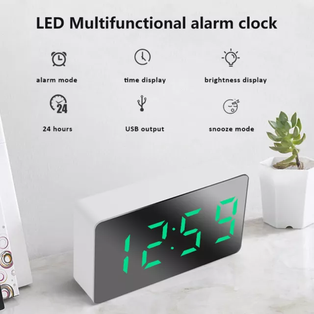 Mini Multifunctional LED Electric Digital Alarm Clock USB Charging Desktop Clock