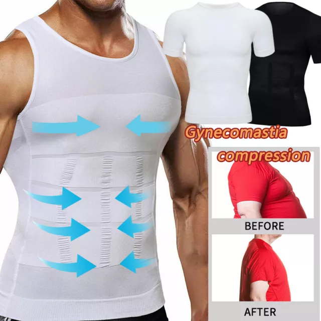 Men' Compression Vest T-Shirt Moobs Slimming Tummy Control Body Shaper Tank Tops