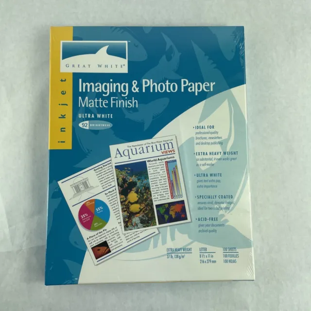 Great White Matte Finish Imaging & Photo Paper 8 1/2 x 11, 100 Sheets