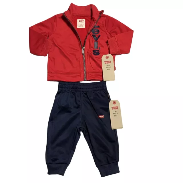 Levis Baby Infant Boys Pants & Jacket Outfit Set Size 6-9 Months Blue / Red