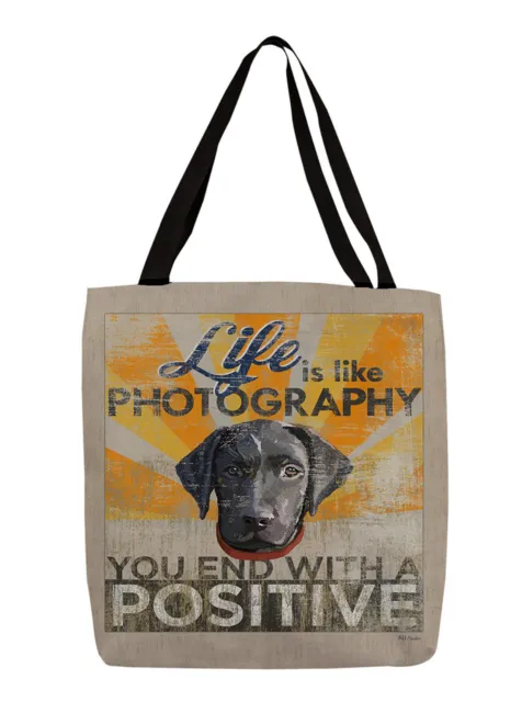 NEW Black Labrador Retriever Puppy Dog Book Bag Positive Message Shopping Tote