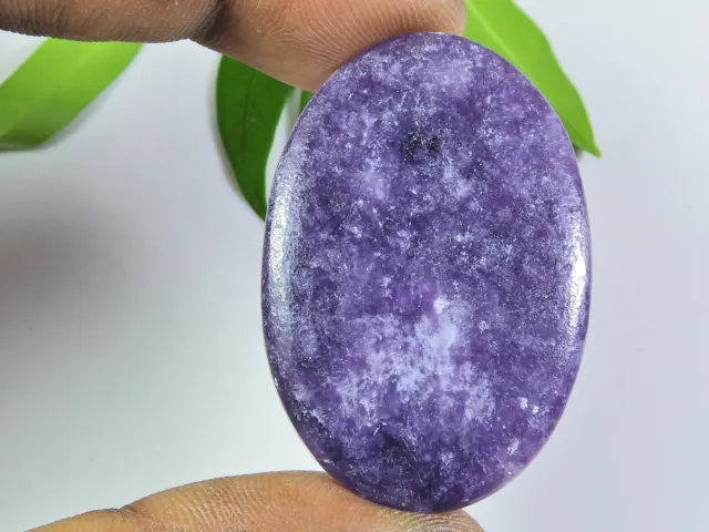 49Cts. Cabochon Ovale Lépidolite Violet Naturel Pierre Gemme Lâche 28X42X03 Mm