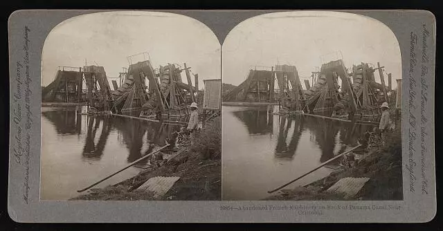 Panama Abandoned French machinery on bank of Panama Canal near Cri - Old Photo