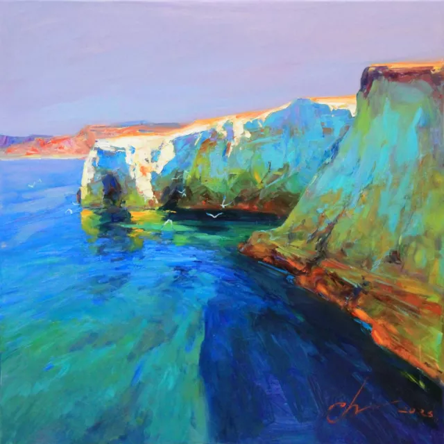 Seascape painting Original art Impressionism Oil on canvas by S. Chernyakovsky
