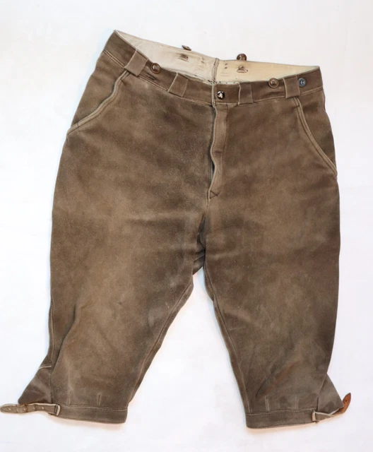 ELCH KNIE LANG TRAGER HIRSCHLEDER- LEDERHOSE HIRSCH ca W33  Gr 50 72CM SAMISCH
