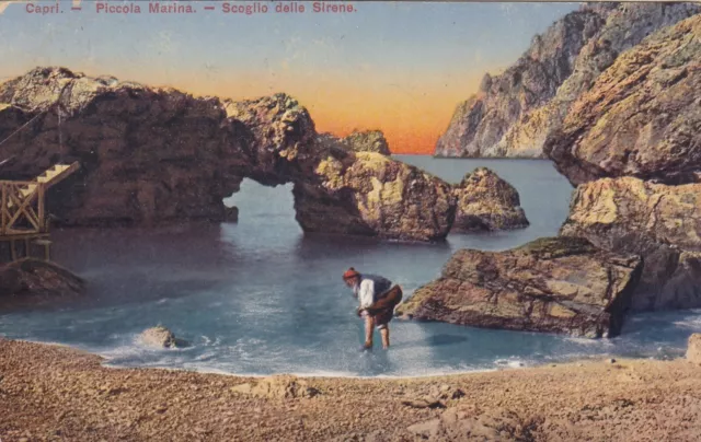 Cartolina *21 Capri Napoli Piccola Marina Scoglio Della Sirene Viaggiata 1919