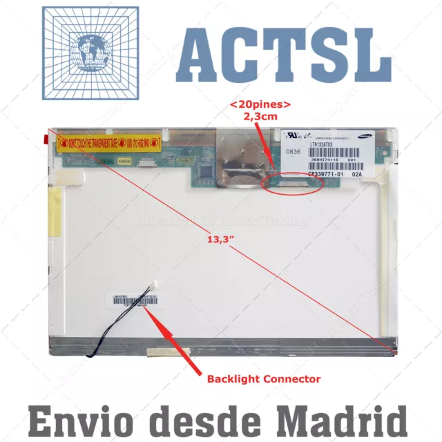 Apple MacBook1,1 MacBook2,1 LCD Display Pantalla Portatil 13.3" WXGA 20pin jid