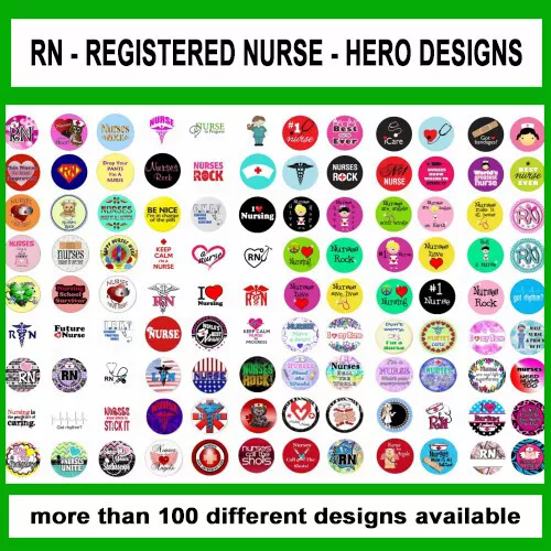 100 Precut RN REGISTERED NURSE NURSING BOTTLE CAP TRAY CHARM IMAGES 1 in circles