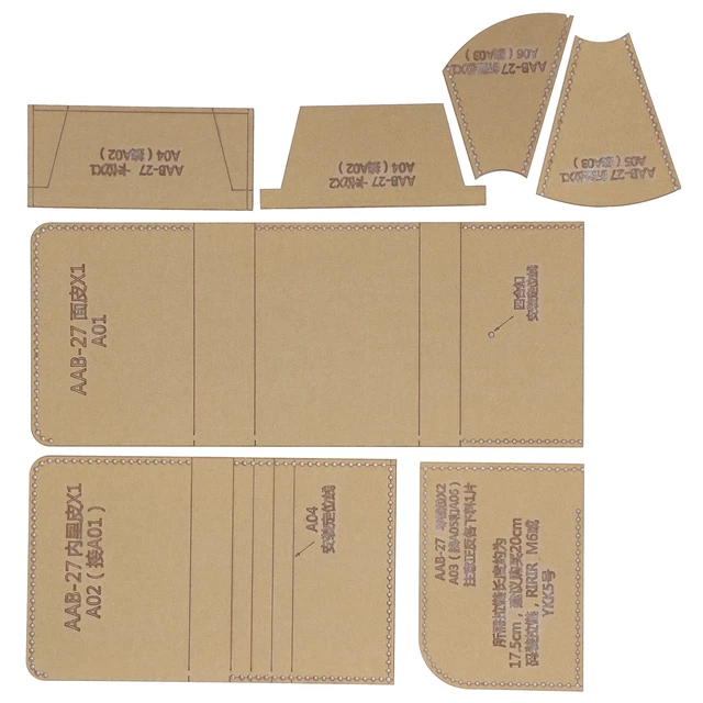 7Pcs Acrylic Template Short Wallet DIY Leather Pattern Handbag Mold Craft Tools