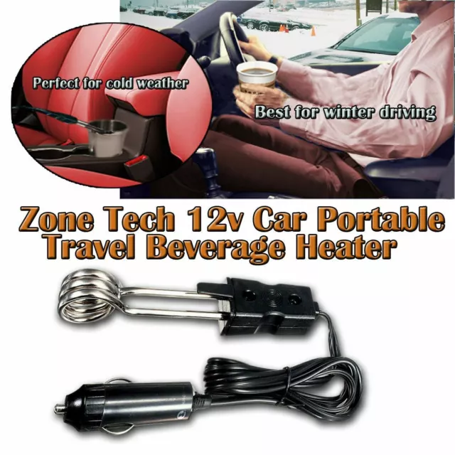 Zone Tech Portable 12V Car Immersion Heated Auto Electric Tea Coffee Water