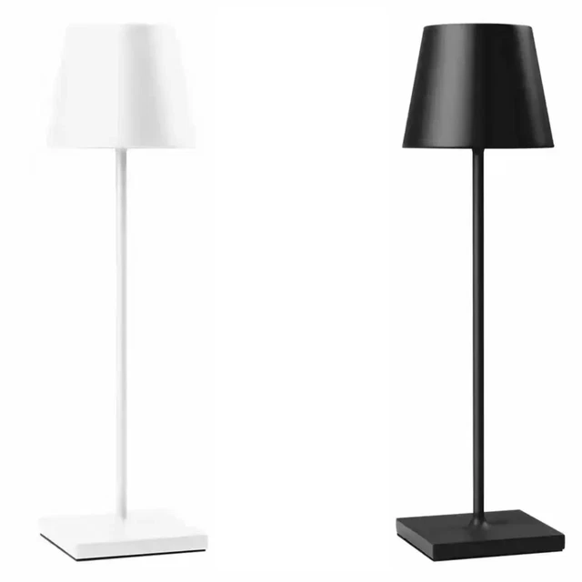 Lampada da tavolo led ricaricabile simile poldina TOUCH  dimmerabile BIANCA NERA