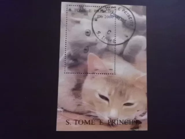 Briefmarken, Katzen, Sao Tome e Principe, Mi. Block 329, gestempelt