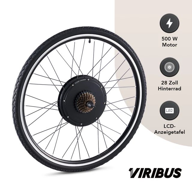 Pedelec Umbausatz Hinterrad 28 Zoll Mit Akku VIRIBUS® 28' LCD Elektro-Fahrrad Kit Ebike Umbausatz Heckmotor e-bike