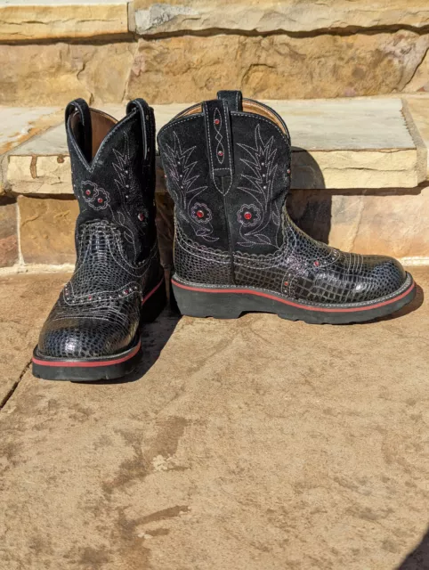 ARIAT FATBABY GEM Baby 16405 Womens Boots Black Red Gems Size 8 B