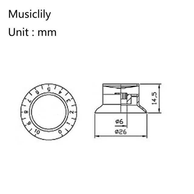 Musiclily Pro Black Inch Hat 2 Volume 2 Tone Knob Set For USA Les Paul SG Guitar 2