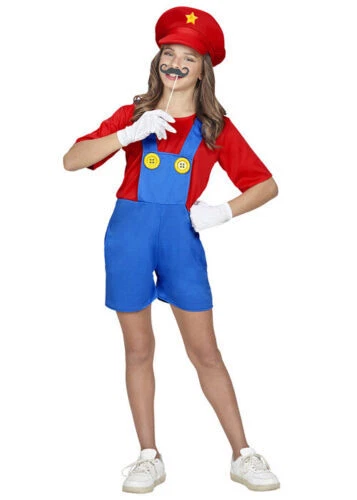 Costume Abito Ragazza Super Idraulico Età 11-13 anni Mario Brothers Luigi