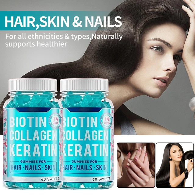 BIOTIN COLLAGEN GUMMIES Keratin Multivitamin Hair Growth for Hair Nails