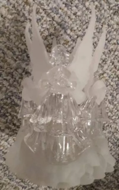 Vintage Acrylic Centerpiece 3 Praying Angels With Frosted Wings Candle Holders!