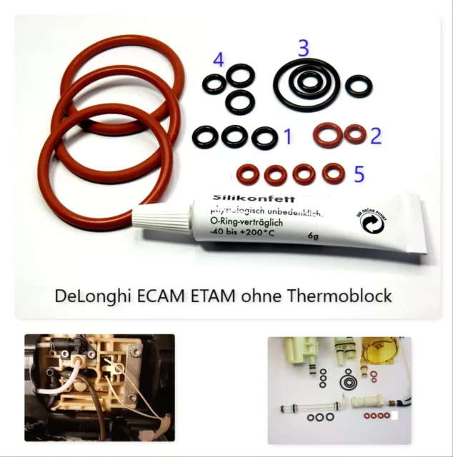 Delonghi O-Ring Dichtung SET Brühgruppe Brühkolben ohne Thermoblock ECAM ETAM