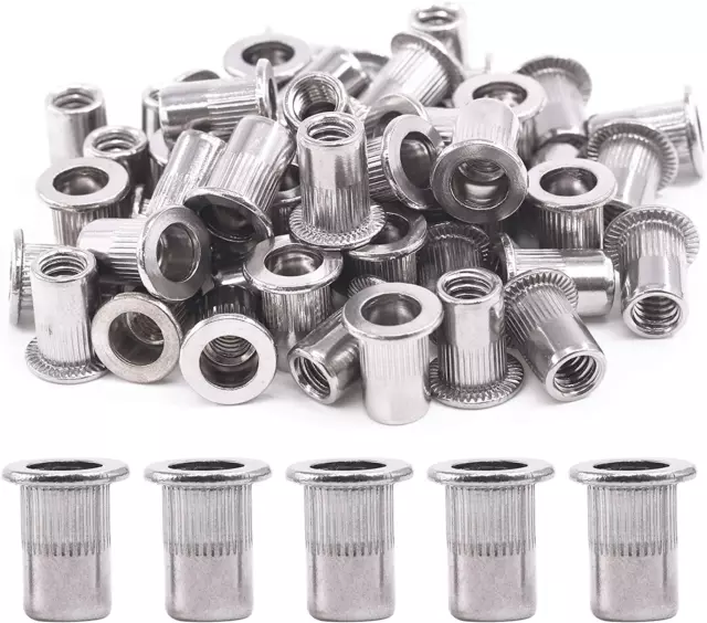 Hilitchi SAE Stainless Steel Rivet Nuts Threaded Insert Rivnuts (1/4-20“-(50PCS)
