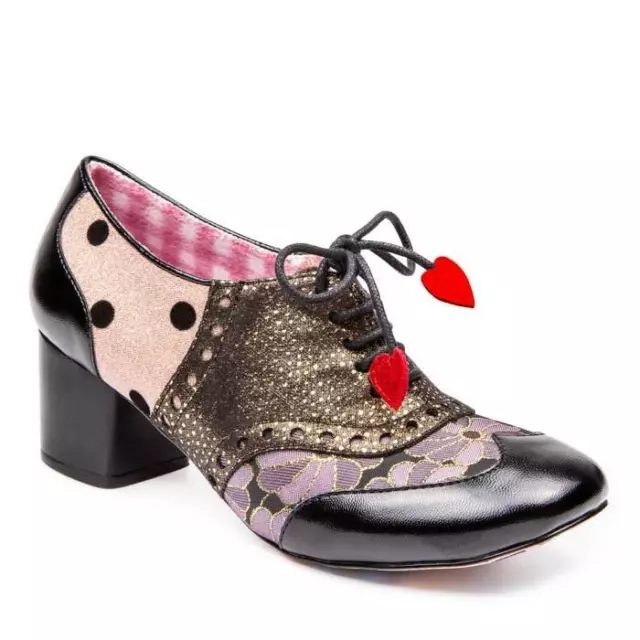 Clara Bow Black Irregular Choice Shoes Brogues Vintage 1960s Mod