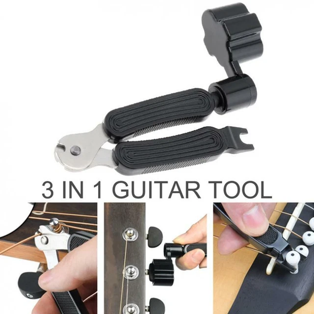 3 IN 1 Guitar String Winder Cutter Clippers Bridge Pin Puller Peg Winder Tool