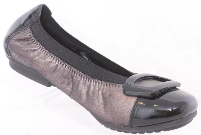 Earth Eclipse Pewter Patent Cap Toe Stretch Ballet Flats Shoes Women's US 5 B 2