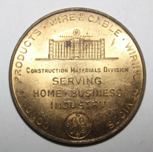 1953 GENERAL ELECTRIC CONSTRUCTION MATERIALS DIVISION ~ 75th YEAR ~ 32mm GILT BU