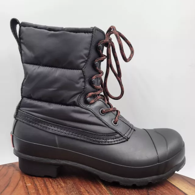 Hunter Boots Women's 7 Black Quilted Lined Waterproof Rain Duck Lace Up Snow