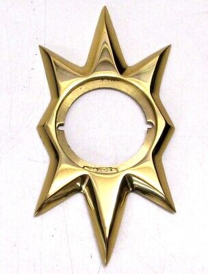 Nos Vtg Triangle Mfg 100 Starburst Door Escutcheon, Schlage, Polished Brass Cast