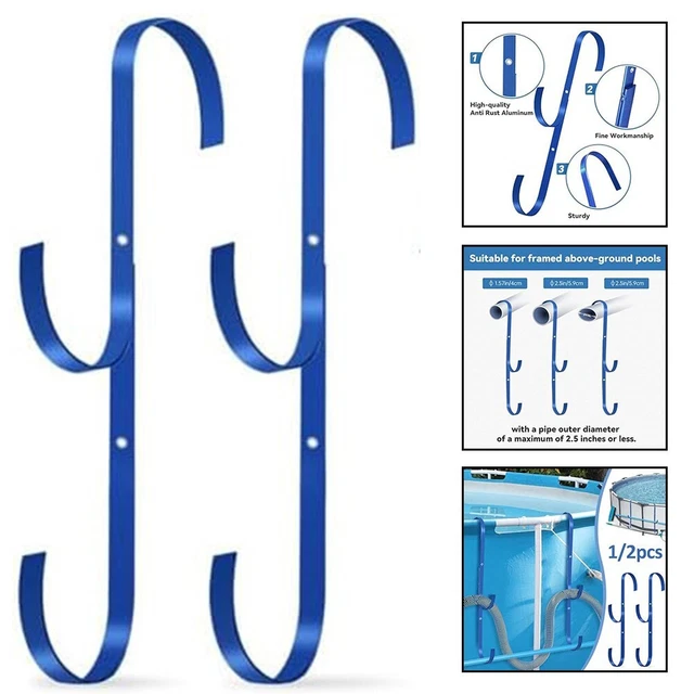 Lot De 2 Crochets De Piscine Robustes En Métal - Support Pratique Pour Barres, Skimmers Et Accessoires De Piscine