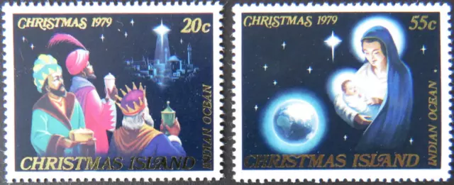 1979 Christmas Island Christmas Issue Set Of 2 Stamps MNH, Clean & Fresh