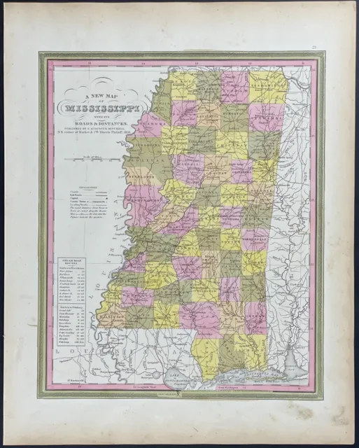 Mitchell - Map of Mississippi - 1846 A New Universal Atlas Engraving