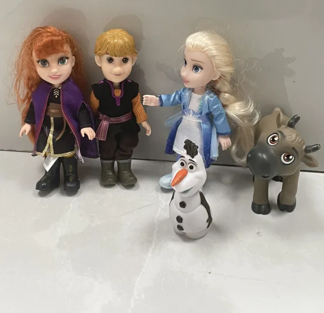 DISNEY • Frozen Petit ANNA  ELSA  Kristoff Olaf 6” Mini Dolls Bundle
