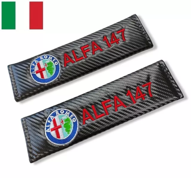 Coppia 2 Copricintura Copri Cintura di Sicurezza Per Alfa Romeo 147 Carbonio
